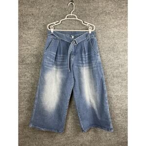 Stylewe Goucho's Pants Women's XL Blue Ditressed Cropped‎